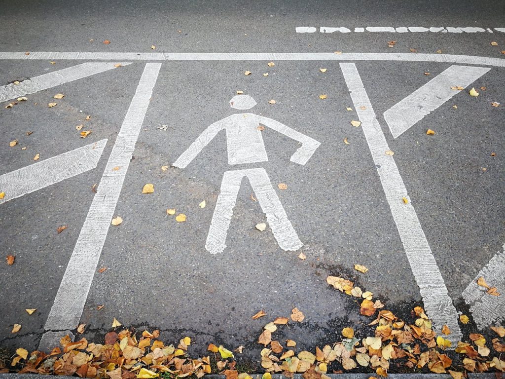 pedestrian outline on street